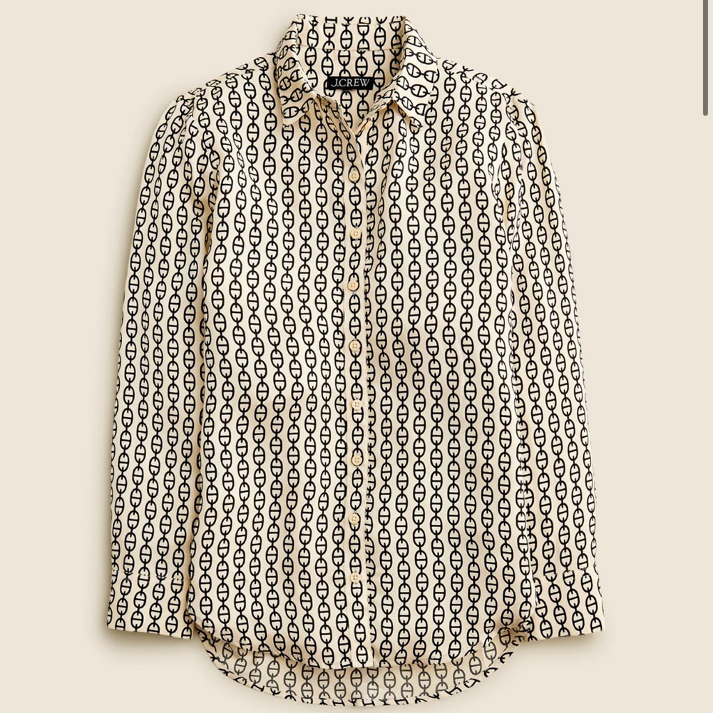 J Crew Drapey Button-Up Shirt in Vintage Links Print